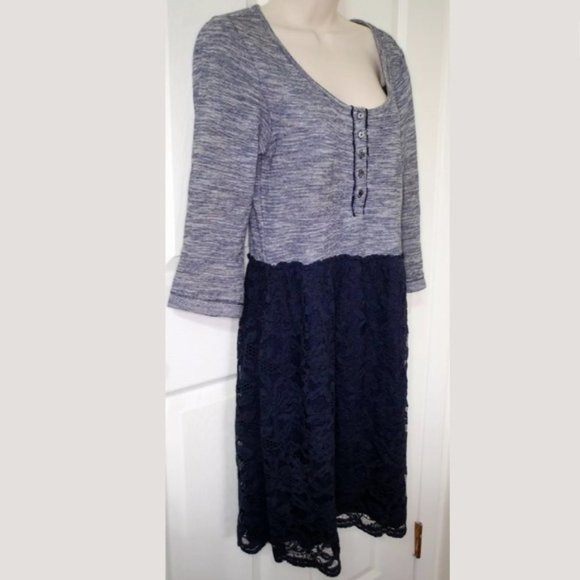 Anthropologie Lilka Marya Lace Navy Striped Dress - Picture 4 of 6